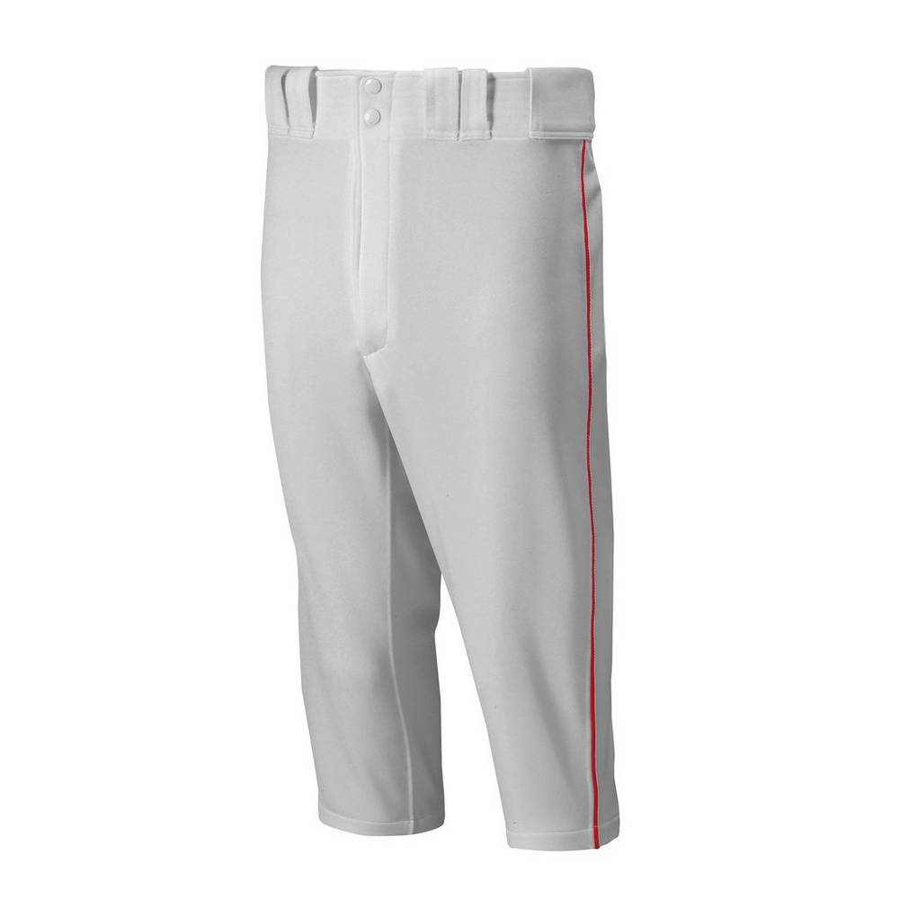 Calças Mizuno Baseball Premier Short Piped - Homem - Cinzentas/Vermelhas - HRWAC6873